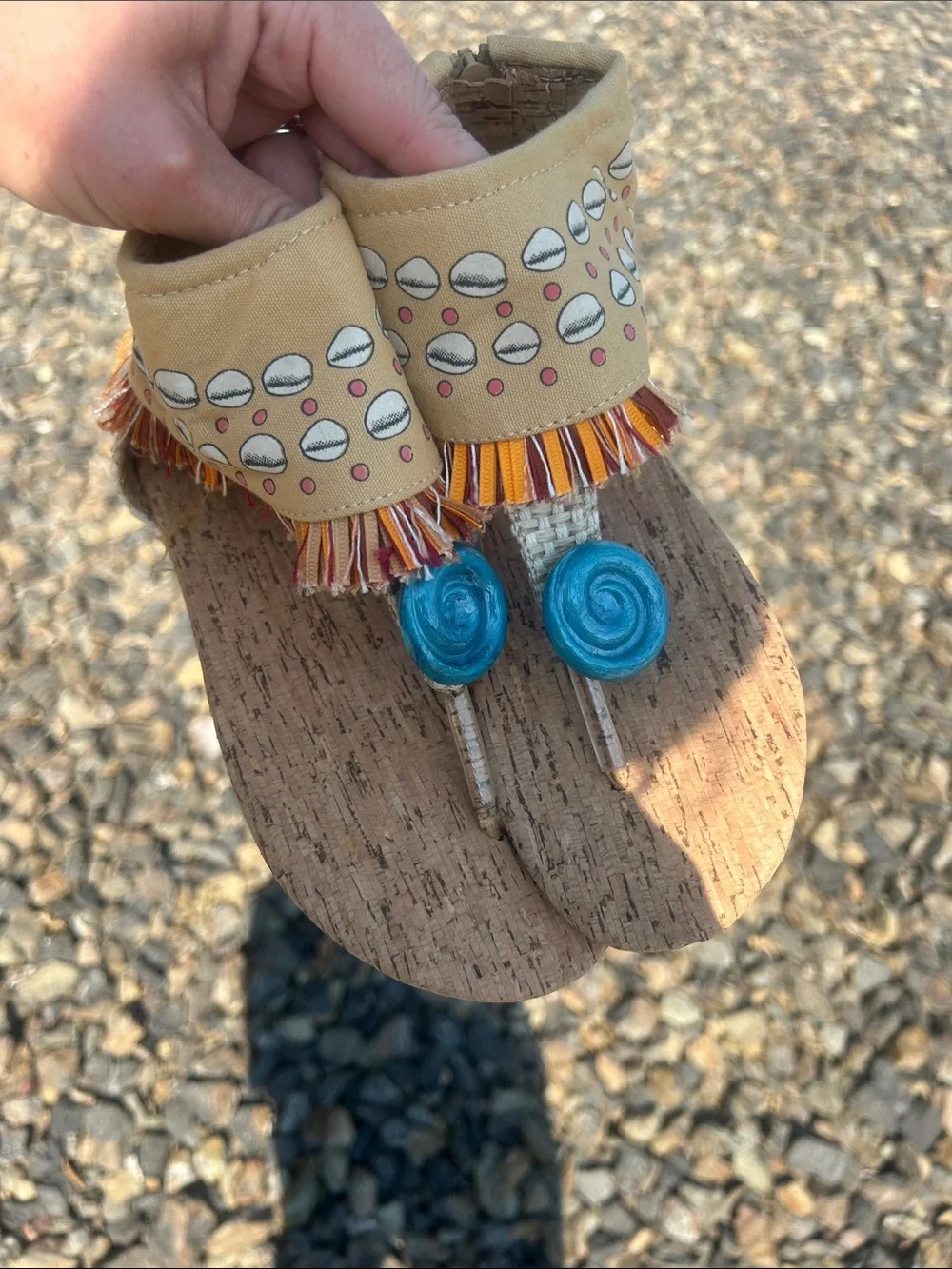 Moana Costume Sandals in Mustard with Turquoise Accents NWOT